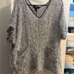 Nine West Black and Gray Textured Sweater